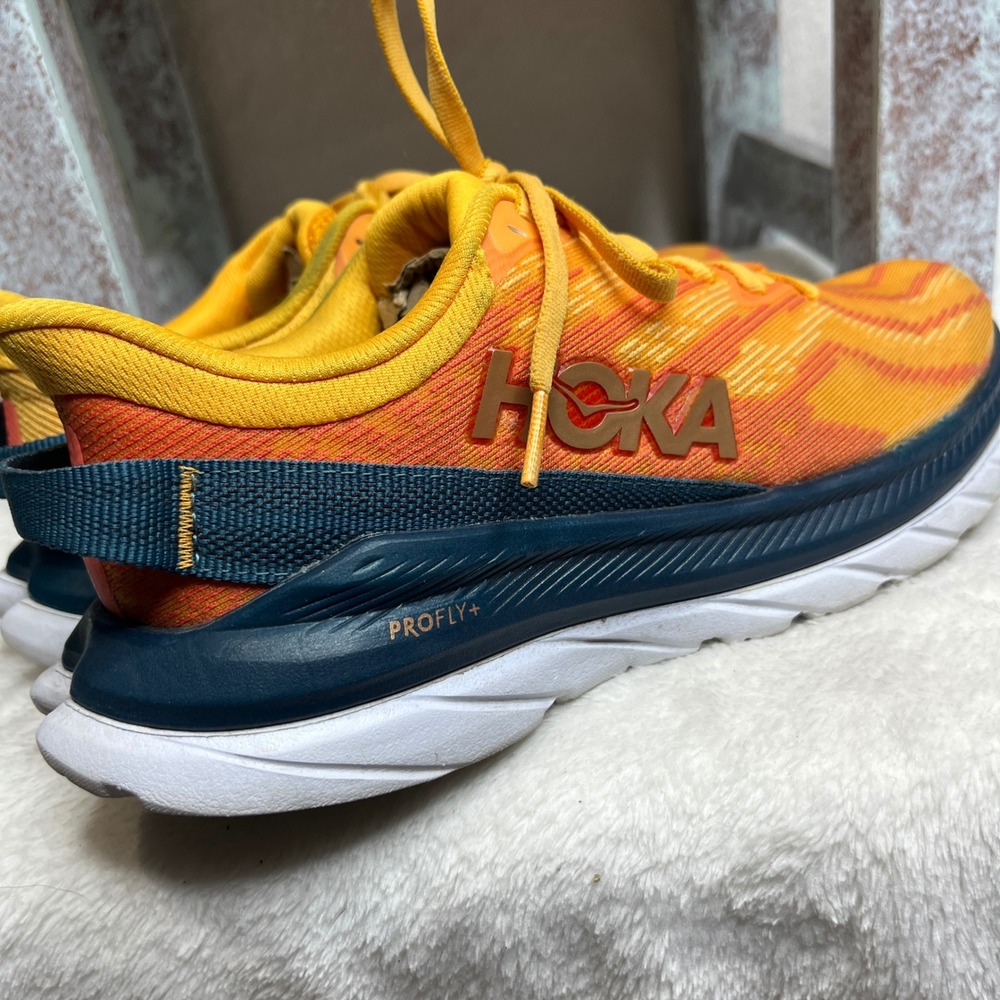 Hoka Mach Supersonic Women Running Shoes Orange Yellow Blue Size 6B‎ - Picture 4 of 6